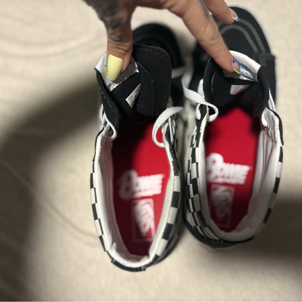 Black and White Checkered High-Top Sneakers - Picture 4 of 4